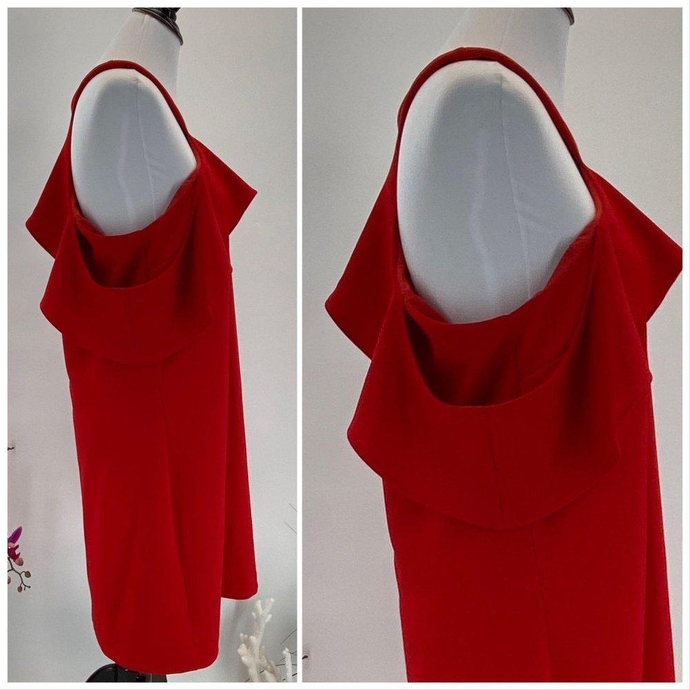 Dress NWT Grecian Neckline Cold Shoulder Red Trina - Picture 2 of 6